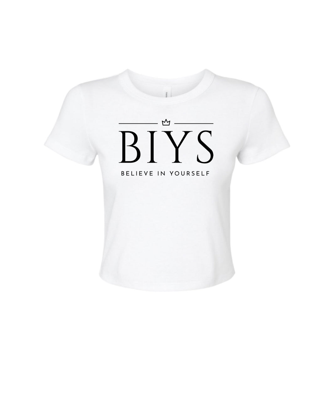 White crop top with black Original BIYS logo