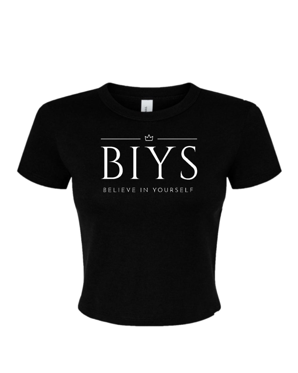 Black crop top with white Original BIYS Logo