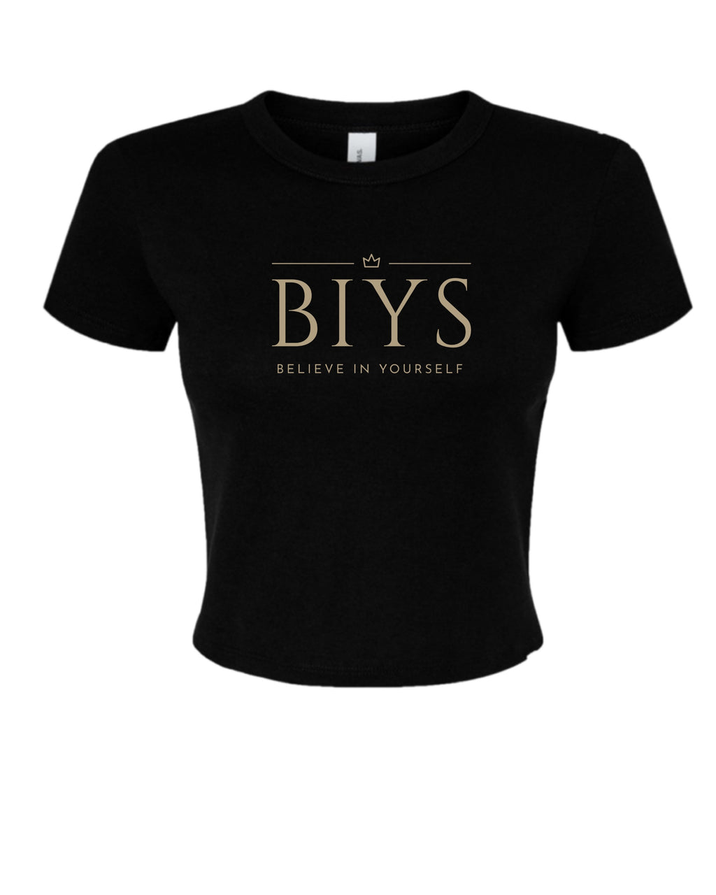 Black crop top with gold Original BIYS Logo