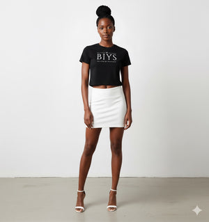 Black crop top with white Original BIYS Logo