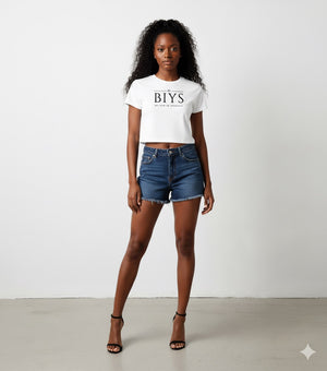 White crop top with black Original BIYS logo