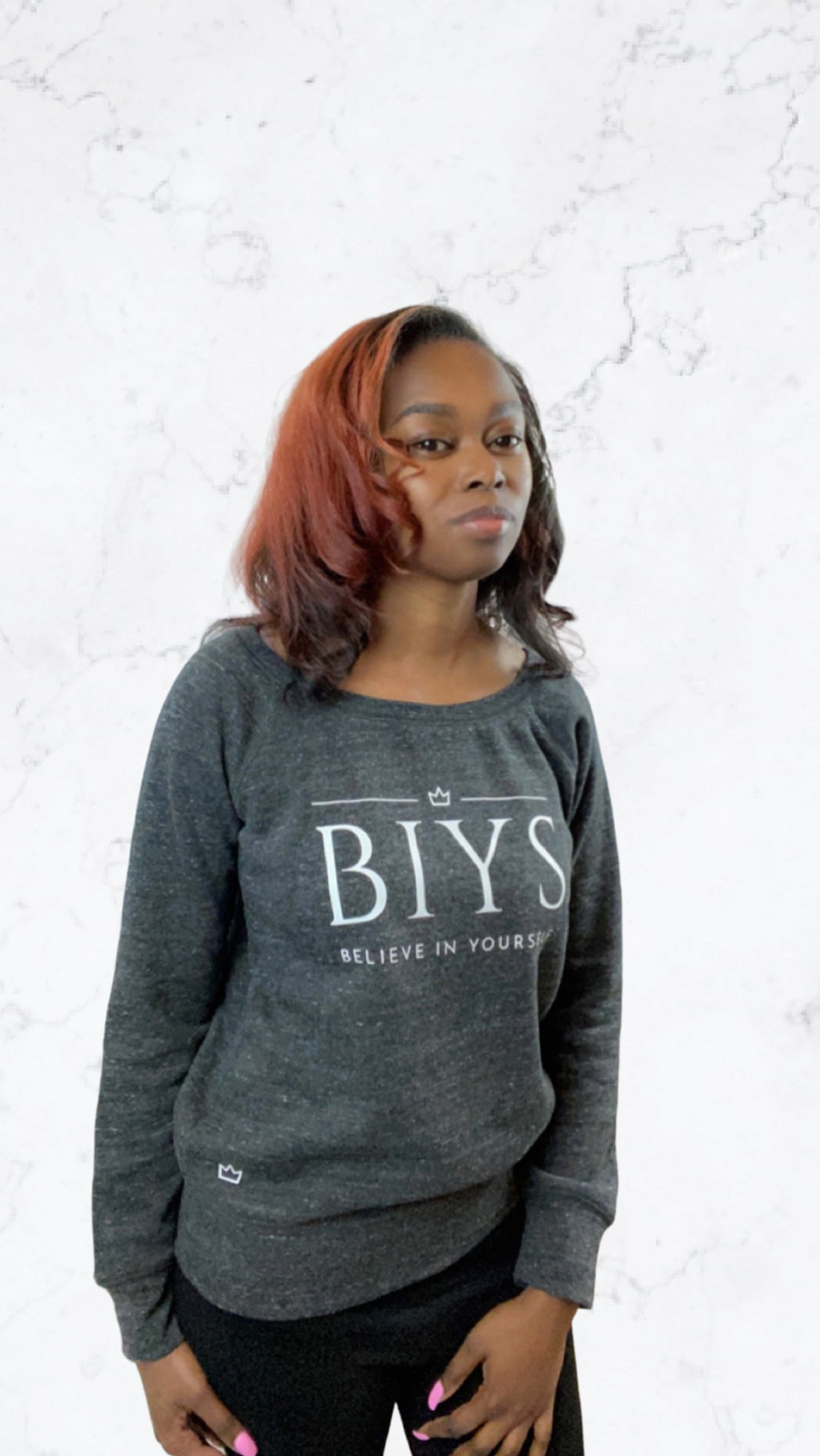 Gray and white sweatshirt